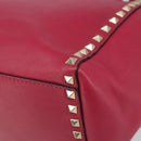 VALENTINO Rock Studs Hand Bag Leather 2way Pink Gold Auth 165535-9