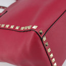 VALENTINO Rock Studs Hand Bag Leather 2way Pink Gold Auth 165535-18