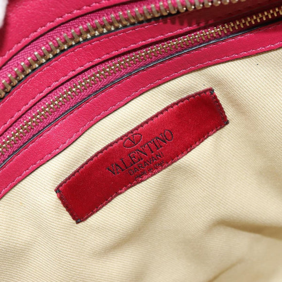 VALENTINO Rock Studs Hand Bag Leather 2way Pink Gold Auth 165535
