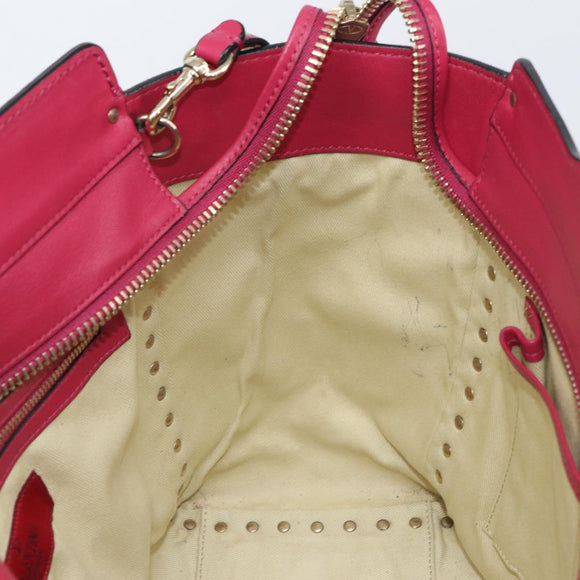 VALENTINO Rock Studs Hand Bag Leather 2way Pink Gold Auth 165535