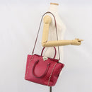 VALENTINO Rock Studs Hand Bag Leather 2way Pink Gold Auth 165535-27