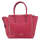 VALENTINO Rock Studs Hand Bag Leather 2way Pink Gold Auth 165535-2