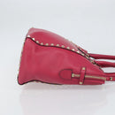 VALENTINO Rock Studs Hand Bag Leather 2way Pink Gold Auth 165535-3