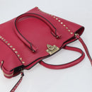 VALENTINO Rock Studs Hand Bag Leather 2way Pink Gold Auth 165535-6