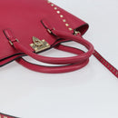 VALENTINO Rock Studs Hand Bag Leather 2way Pink Gold Auth 165535-7