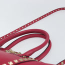 VALENTINO Rock Studs Hand Bag Leather 2way Pink Gold Auth 165535-14