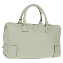 LOEWE Anagram Amazona 36 Hand Bag Leather White Gold Auth 165549V-1