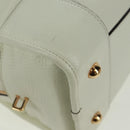 LOEWE Anagram Amazona 36 Hand Bag Leather White Gold Auth 165549V-8