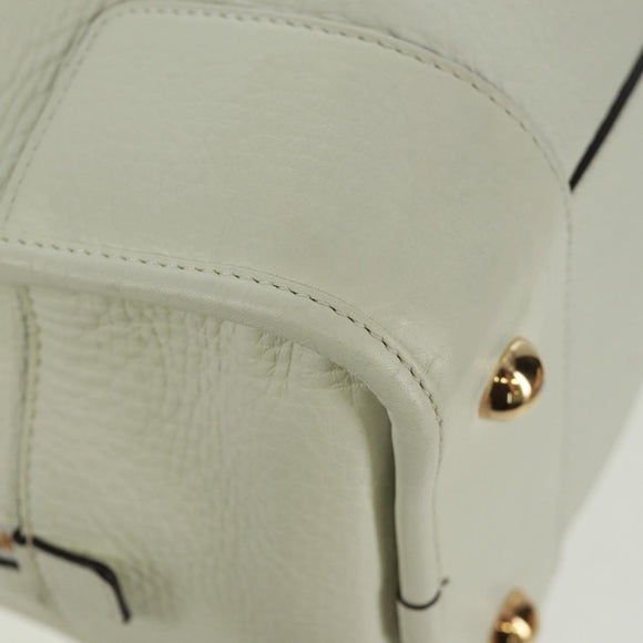 LOEWE Anagram Amazona 36 Hand Bag Leather White Gold Auth 165549V