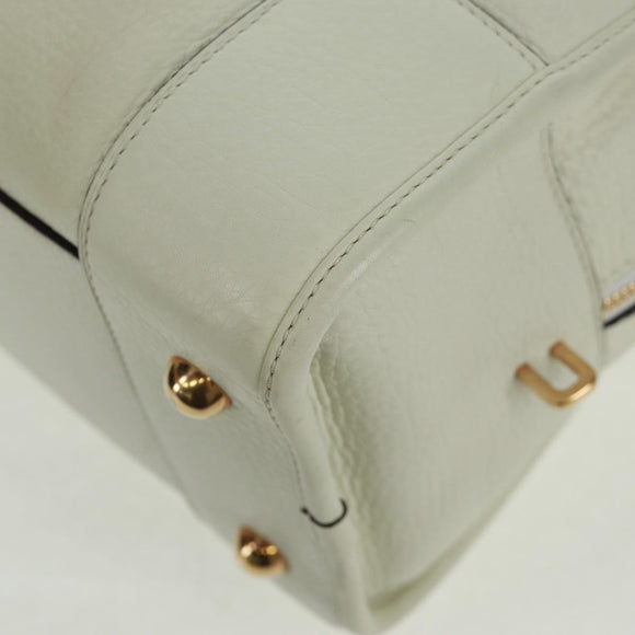 LOEWE Anagram Amazona 36 Hand Bag Leather White Gold Auth 165549V