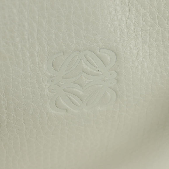 LOEWE Anagram Amazona 36 Hand Bag Leather White Gold Auth 165549V