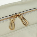 LOEWE Anagram Amazona 36 Hand Bag Leather White Gold Auth 165549V-19