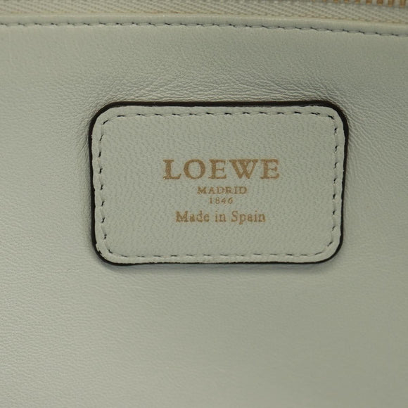 LOEWE Anagram Amazona 36 Hand Bag Leather White Gold Auth 165549V
