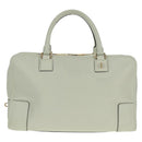 LOEWE Anagram Amazona 36 Hand Bag Leather White Gold Auth 165549V-13