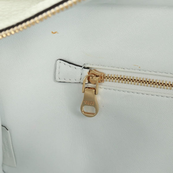 LOEWE Anagram Amazona 36 Hand Bag Leather White Gold Auth 165549V