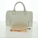 LOEWE Anagram Amazona 36 Hand Bag Leather White Gold Auth 165549V-12