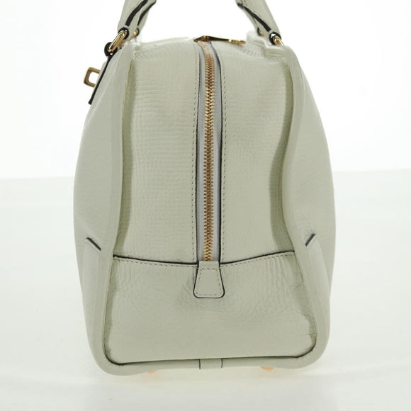 LOEWE Anagram Amazona 36 Hand Bag Leather White Gold Auth 165549V