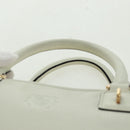 LOEWE Anagram Amazona 36 Hand Bag Leather White Gold Auth 165549V-14