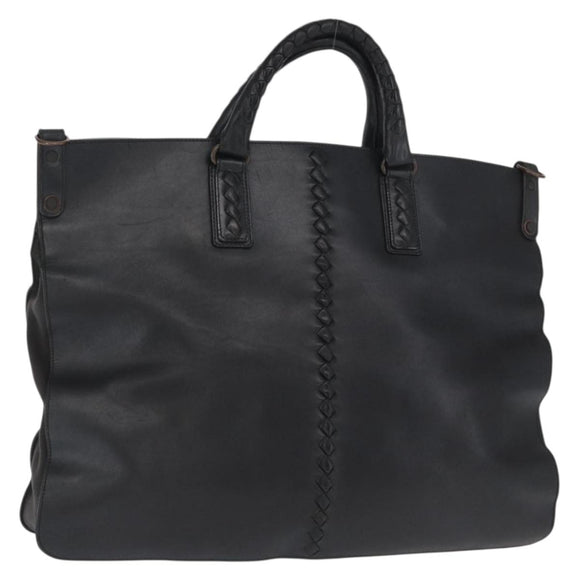 BOTTEGA VENETA INTRECCIATO Hand Bag Leather Black Auth 165550