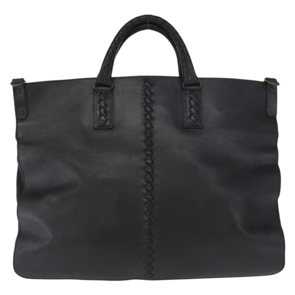 BOTTEGA VENETA INTRECCIATO Hand Bag Leather Black Auth 165550