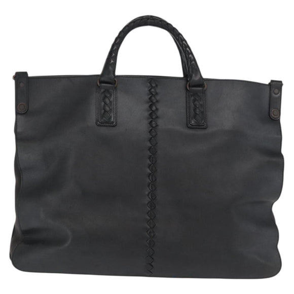 BOTTEGA VENETA INTRECCIATO Hand Bag Leather Black Auth 165550