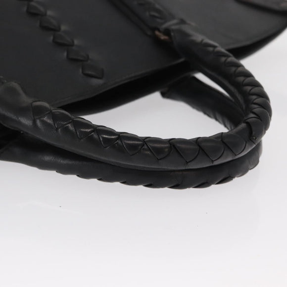 BOTTEGA VENETA INTRECCIATO Hand Bag Leather Black Auth 165550