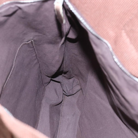 HERMES Her Line Cabas Tote Bag Canvas Brown Silver Auth 165552