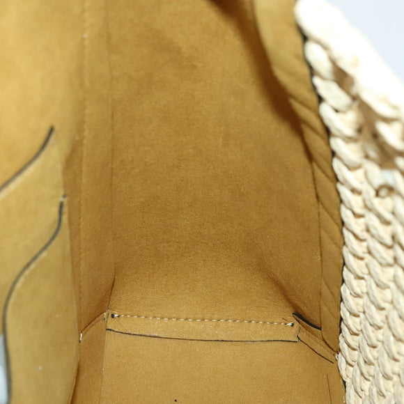 Stella MacCartney Shoulder Bag Straw Leather Beige Gold Auth 165555