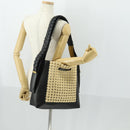 Stella MacCartney Shoulder Bag Straw Leather Beige Gold Auth 165555-21