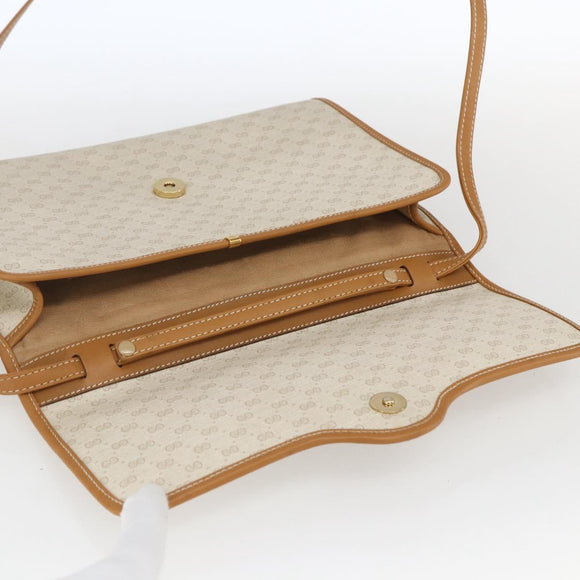 GUCCI Micro GG Supreme Shoulder Bag PVC Beige Gold Auth 165558