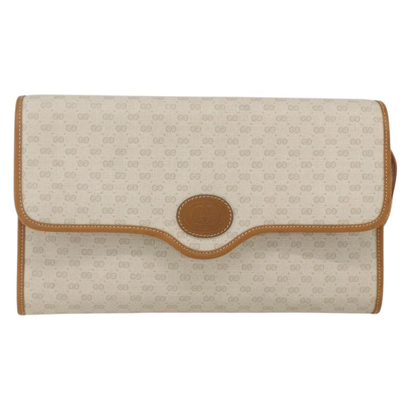GUCCI Micro GG Supreme Shoulder Bag PVC Beige Gold Auth 165558