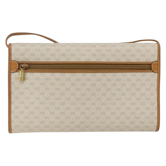 GUCCI Micro GG Supreme Shoulder Bag PVC Beige Gold Auth 165558