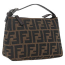 FENDI Zucca Canvas Hand Pouch Black Brown Auth 165561-1
