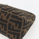FENDI Zucca Canvas Hand Pouch Black Brown Auth 165561-9