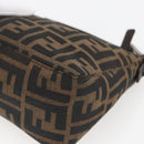 FENDI Zucca Canvas Hand Pouch Black Brown Auth 165561-15