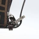 FENDI Zucca Canvas Hand Pouch Black Brown Auth 165561-17
