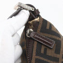 FENDI Zucca Canvas Hand Pouch Black Brown Auth 165561-10