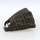 FENDI Zucca Canvas Hand Pouch Black Brown Auth 165561-3