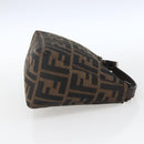 FENDI Zucca Canvas Hand Pouch Black Brown Auth 165561-4