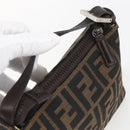 FENDI Zucca Canvas Hand Pouch Black Brown Auth 165561-6