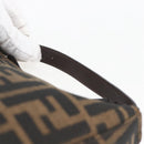 FENDI Zucca Canvas Hand Pouch Black Brown Auth 165561-8