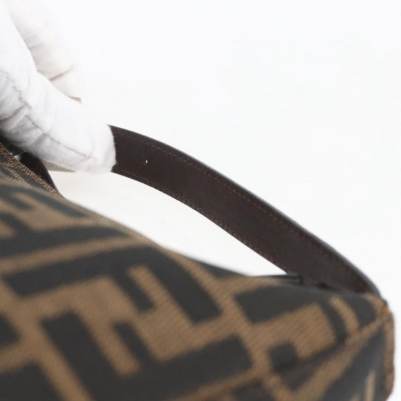FENDI Zucca Canvas Hand Pouch Black Brown Auth 165561