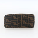 FENDI Zucca Canvas Hand Pouch Black Brown Auth 165561-5