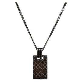 GUCCI Diamante Necklace Ag925 Black Auth 165563