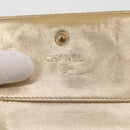 CHANEL Icon line Wallet Patent leather Gold CC Auth 165564-14