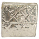 CHANEL Icon line Wallet Patent leather Gold CC Auth 165564-13