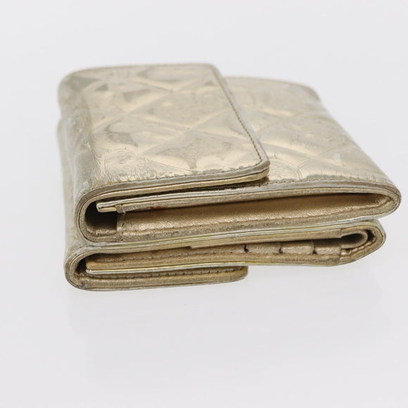 CHANEL Icon line Wallet Patent leather Gold CC Auth 165564