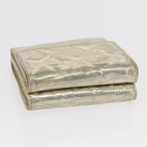 CHANEL Icon line Wallet Patent leather Gold CC Auth 165564