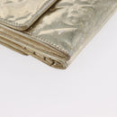 CHANEL Icon line Wallet Patent leather Gold CC Auth 165564-8