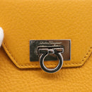 Salvatore Ferragamo Gancini Long Wallet Leather Yellow Silver Auth 165569-12